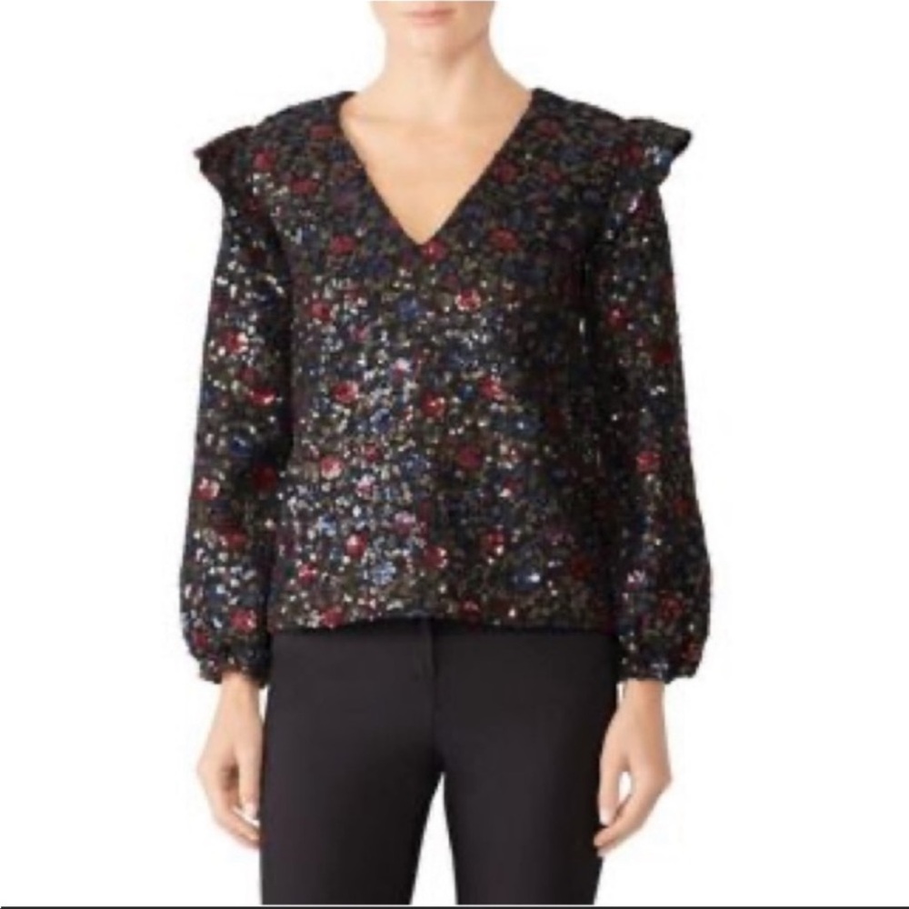 Hunter Bell Sz 6 Floral Sequin “Blake” Blouse
